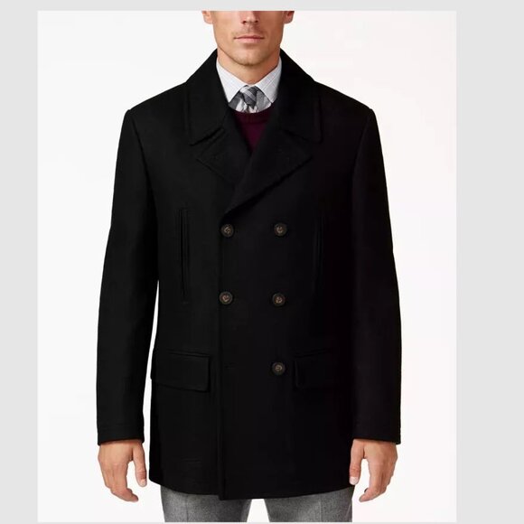 NewLauren Ralph Lauren Luke Wool-Blend Classic-Fit Peacoat - Black Size 42L